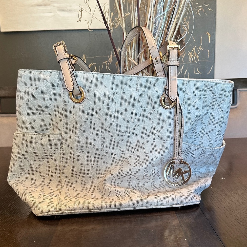 Michael Kors Cream and Taupe Signature Tote